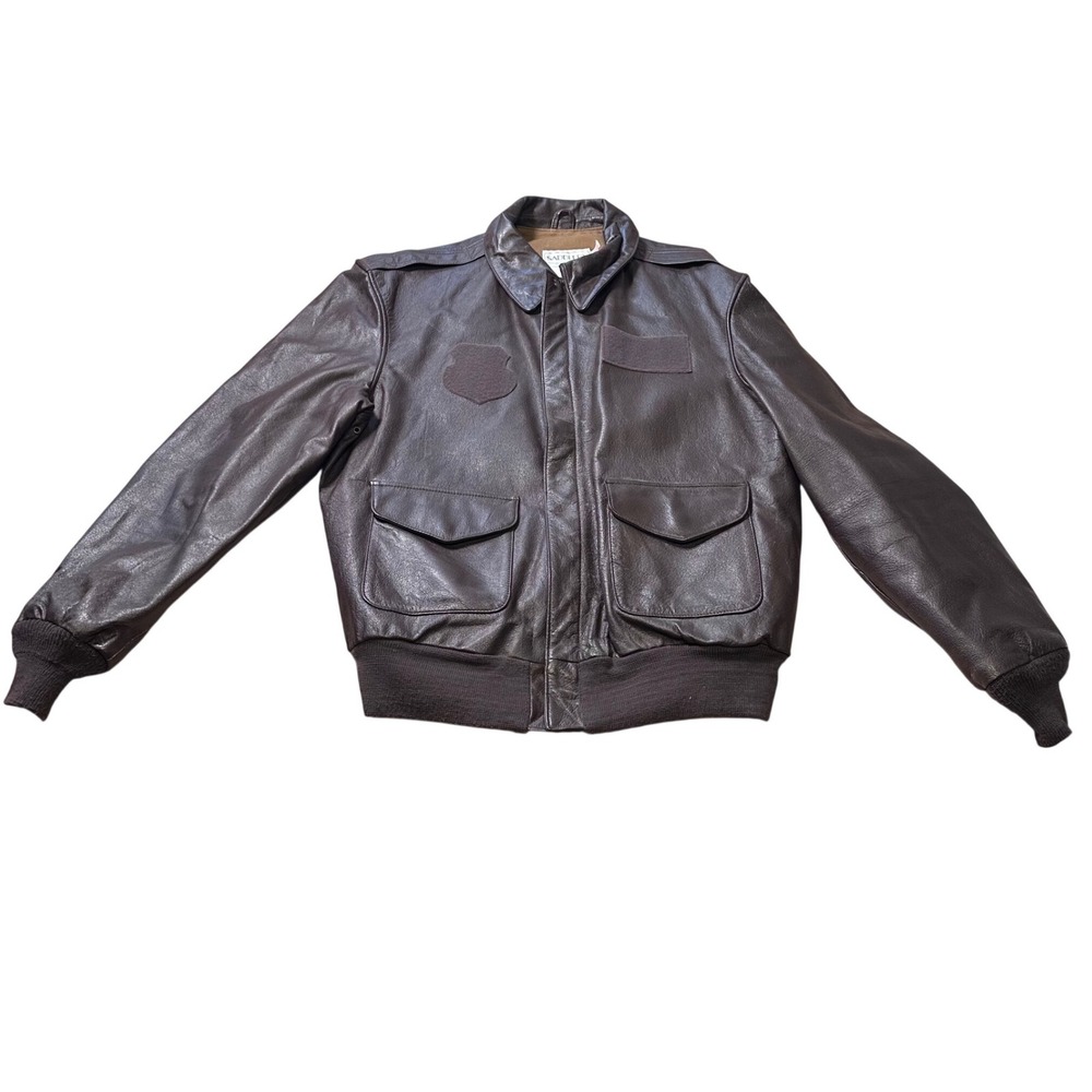 Saddlery Type A-2 Flight Jacket Mens 44L Brown Leather Cooper Sportswear 1988